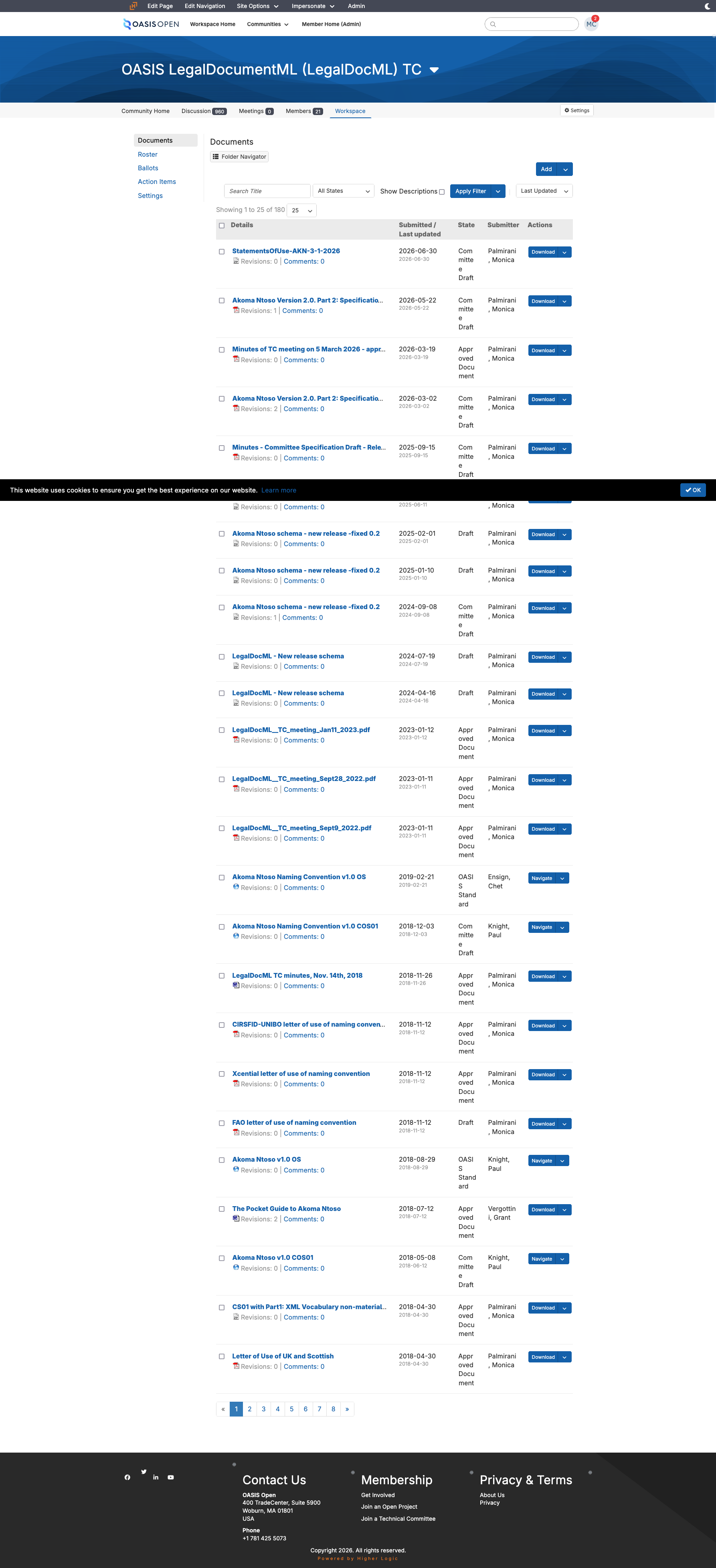 the TC's Documents area showing the Statements of Use entry with its title, its identifier and its upload date
